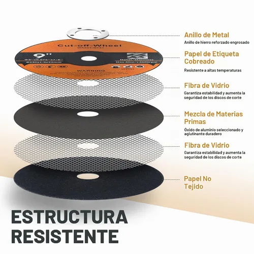 Vista 4 de Paquete de 10 ruedas de corte de 9 pulgadas, rueda de corte de 9 x 0.075 x 7/8 pulgadas, disco de corte de metal y acero inoxidable apto
