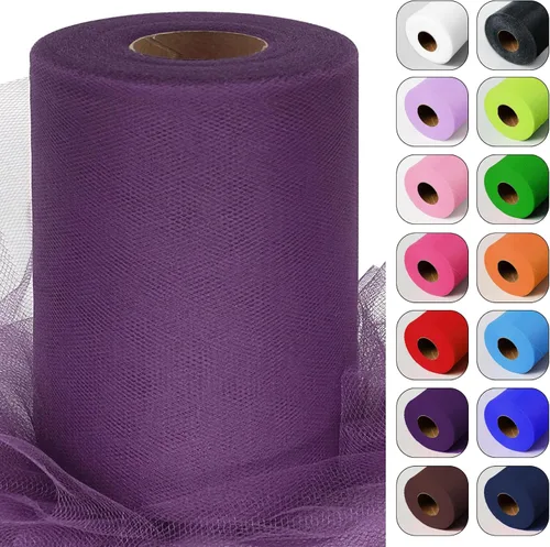 Vista 13 de Rollos de tela de tul verde ácido de 6 pulgadas por 100 yardas (300 pies) Cinta de tul para tutú, falda, envoltorio de regalo, decoración de boda