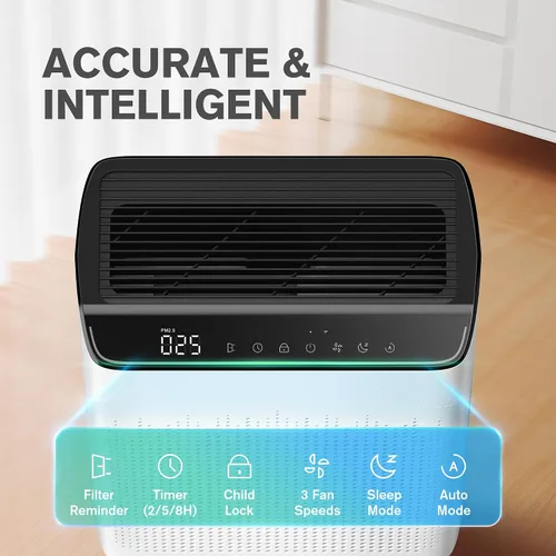 Vista 3 de Purificadores de aire para habitación grande del hogar de hasta 1690 pies cuadrados, filtro HEPA con monitor PM 2.5, compatible con WiFi y Alexa