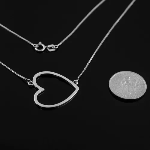 Vista 3 de Collar con corazón abierto de plata de ley