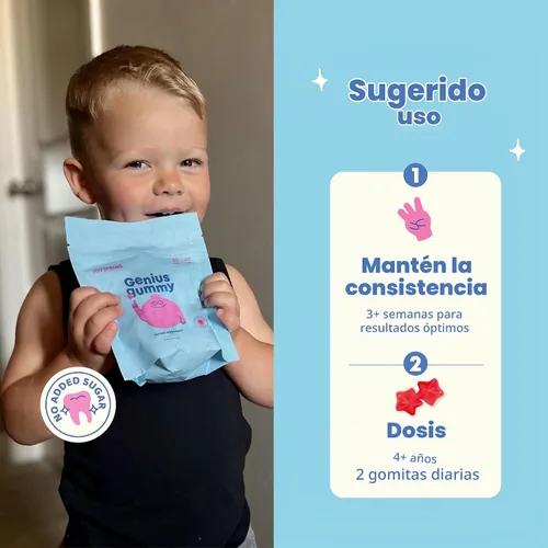 Vista 5 de JoySpring Genius Kids Focus Gomitas Bacopa, 60 unidades, a partir de 4 años