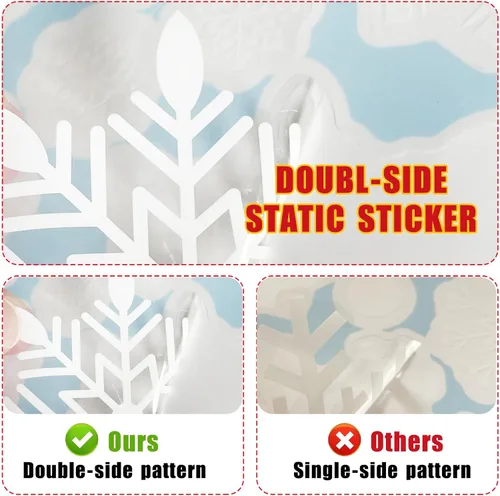 Vista 6 de Enwokran Calcomanías blancas para ventana de Navidad, 10 hojas, 245 unidades, calcomanías reutilizables de doble cara impresas autoadhesivas