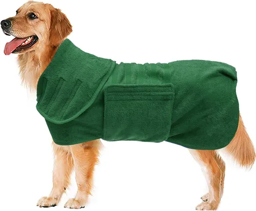 Vista 9 de Geyecete Pineapple Grid - Toalla de baño súper absorbente para perros y gatos, de secado rápido, color verde, talla XS