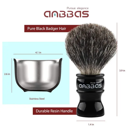 Vista 4 de Anbbas Brocha de afeitar de pelo de tejón, soporte, cuenco de espuma, jabón de 3.5 onzas, maquinilla de afeitar recta con bolsa y corte de afeitar