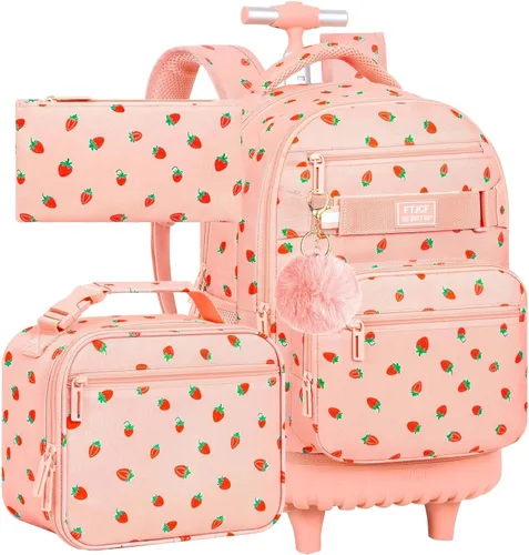 Vista 19 de 3 piezas de mochila rodante para mujeres y hombres, bolsa de 21 pulgadas para adultos con ruedas, juego de mochilas con ruedas para niñas y niños