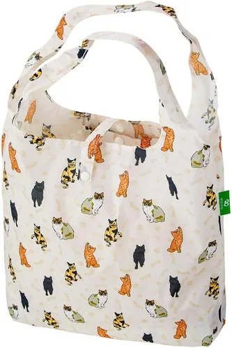 Vista 27 de ECO CHIC Bolsas plegables reutilizables para comestibles, bolsa de compras ligera, reciclada y reutilizable, bolsa plegable impermeable Gafas Gatos
