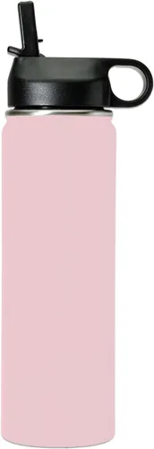 Vista 2 de LaserGram Botella de agua personalizada, mantén la calma y baila, acero inoxidable de doble pared aislada al vacío con popote superior, regalo Rosa