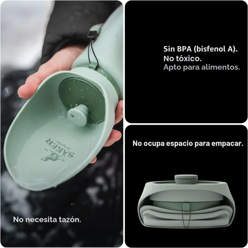 Vista 5 de SÄKER Botella de Agua Portátil para Perros, Botella de Agua Plegable para Perros Perfecta para Caminar, Senderismo y al Aire Libre Funciona como