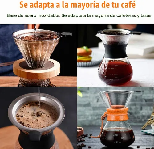 Vista 3 de Filtro de café para verter sobre 2 piezas, filtro de café de goteo de malla doble