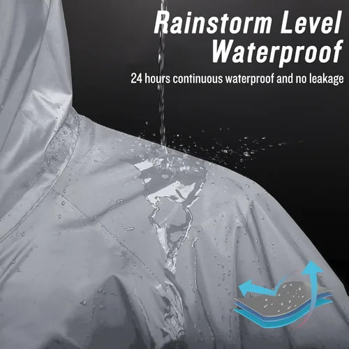 Vista 4 de Chaqueta de lluvia de seguridad larga con capucha para hombre, impermeable, poncho de emergencia