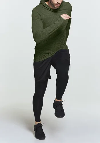 Vista 3 de TSLA Sudadera con capucha de manga larga para hombre, sudadera deportiva ligera, de rendimiento activo con capucha