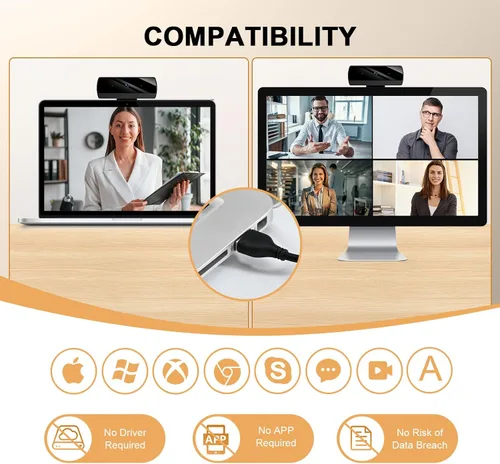 Vista 4 de Diccik Cámara web 1080P con micrófono, cámara web de videollamadas Full HD, cámara web de corrección de luz HD para zoom/Skype/equipos, cámara web