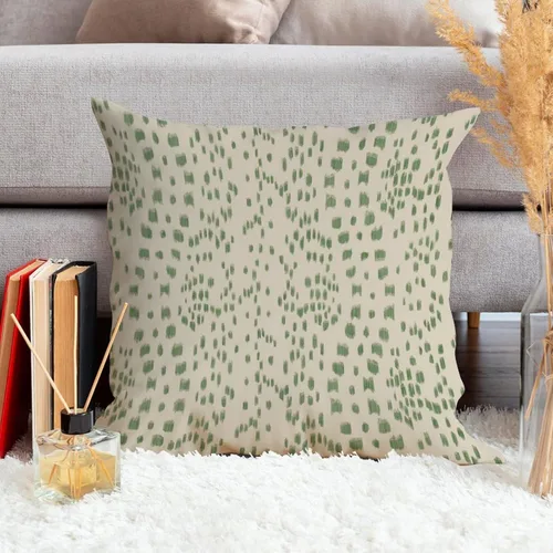 Vista 3 de Funda de cojín decorativa con estampado de guepardo verde peridoto para sofá, funda de almohada verde crema con estampado de leopardo con A-16