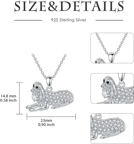 Vista 53 de Collares con colgante de perro de plata de ley S925 – 24 razas corgi/husky/labrador/pastor para mujer