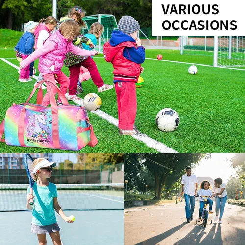 Vista 7 de BTOOP Bolsa de viaje para niñas niños gimnasio deportes mujer entrenamiento viaje bolsa de semana con compartimento para zapatos y bolsillo mojado