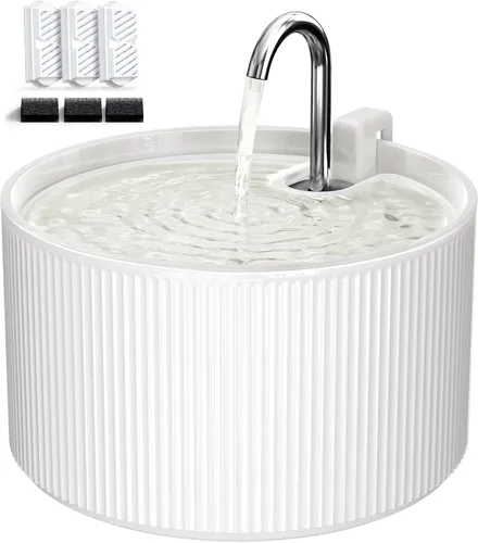 Vista 9 de Voluas Fuente de agua de cerámica para gatos: fuentes para gatos de 2.2L/74 oz para beber, dispensador automático de agua para mascotas con bomba