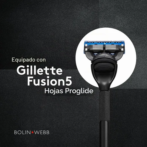 Vista 5 de Bolin Webb Generation Razor & Stand - Maquinillas de afeitar de lujo para hombres con 5 cuchillas Gillette Fusion, afeitadora de aluminio de alta