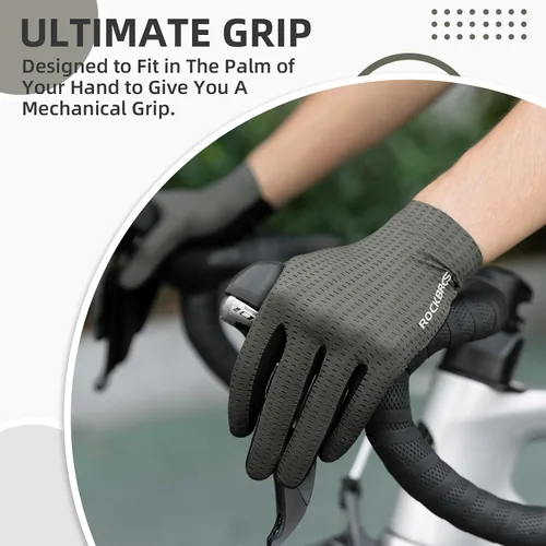Vista 5 de ROCKBROS Cycling Gloves Mountain Bike Gloves Full Finger Cycling Gloves Anti-Slip Bicycle Gloves for Men Women Cycling Sports