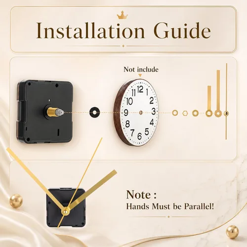 Vista 3 de Mudder Silence Quartz Clock Movement, 0.39 Inch Maximum Dial Thickness, 0.78 Inch Total Shaft Length (Gold)