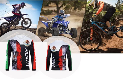 Vista 4 de Camiseta de ciclismo de montaña para hombre, manga larga, MTB Off-Road México, camisetas de descenso y motocross