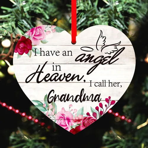 Vista 4 de SICOHOME Adorno conmemorativo para abuela, recuerdo con texto en inglés "I Have an Angel in Heaven", regalos de condolencias por la pérdida