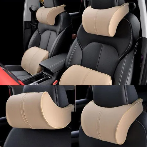 Vista 4 de Almohada de apoyo lumbar para asiento de automóvil, almohada para el cuello, reposacabezas y espalda, almohadilla de espuma viscoelástica suave