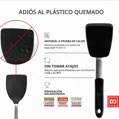 Vista 4 de Serie Chef - Espátula estándar Flexible flippers for eggs, pancakes, and crepes; Slides under food on nonstick frying pans; BPA-free and