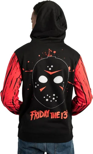 Vista 3 de Bioworld Friday the 13th - Sudadera con capucha para adultos de doble cara roja y negra