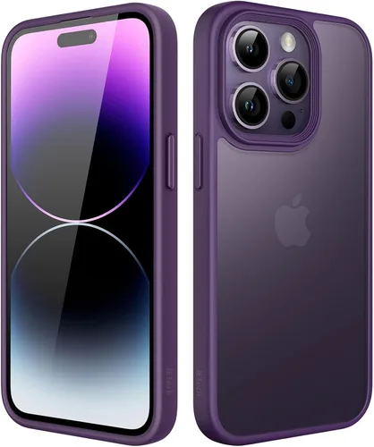 Vista 24 de JETech Funda mate para iPhone 14 de 6.1 pulgadas, a prueba de golpes, protección contra caídas de grado militar, cubierta trasera translúcida