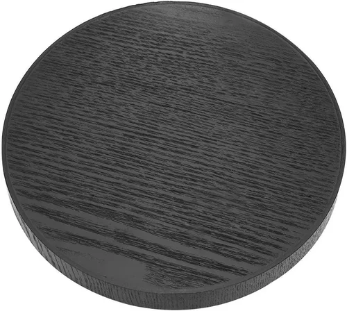 Vista 8 de Bandeja de té de madera negra, forma redonda, té de madera maciza, café, aperitivos, comidas, bandeja para servir platos platos bandejas