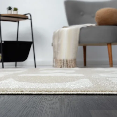 Vista 9 de Abani Nuevo Collection - Alfombra de área, diseño geométrico moderno beige/crema, 4 x 6 pies, fácil de limpiar, duradera para niños y mascotas,