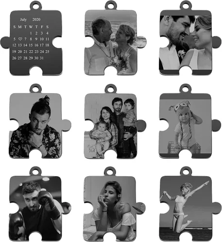 Vista 2 de PiercingJ Llavero de calendario de fotos personalizado a juego para parejas amigos día de San Valentín 1 unidad2 llaveros