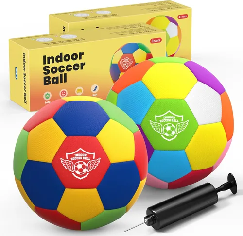 Vista 8 de HopeRock Pelota de Fútbol Blanda de Espuma para Interior Tamaño 4 para Niños para Tu Hogar, Ligera Segura y Divertida para Entrenamiento