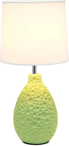 Vista 2 de Simple Designs LT1193-GRN - Lámpara de mesa de cerámica ovalada de estuco refinado y texturizado de 14.17 pulgadas, para sala de estar, dormitorio