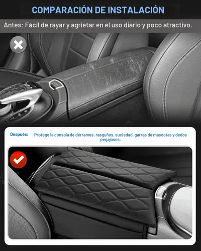 Vista 4 de Karltys - Funda de consola central para Mercedes Benz Clase E W213 2017-2023, CLS 450 C257 2019-2023, protector de reposabrazos de piel sintética