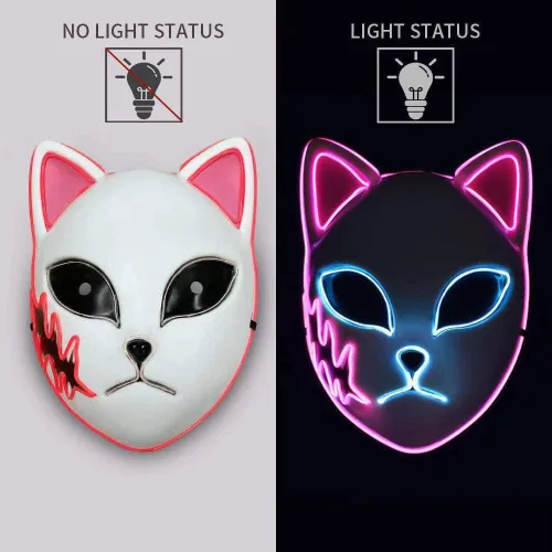 Vista 2 de Hugaboom, Máscara con luz de La Purga de Halloween, máscara LED, máscara brillante, cosplay de Halloween, fiesta de Halloween, hombres y mujeres