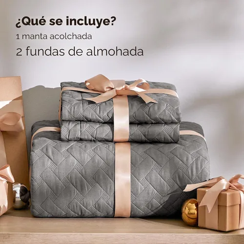 Vista 7 de Bedsure Quilts Twin Size - Lightweight Bedspreads Twin Size with Basket Weave Pattern, Soft Quilt Bedding Set, Grey Comforter Set Coverlet for All