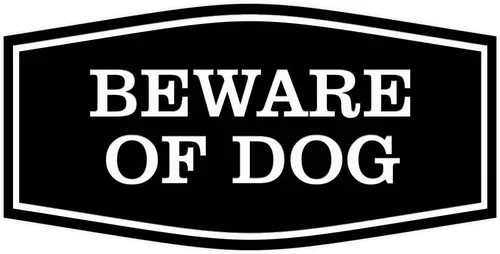 Vista 52 de All Quality Fancy Beware of Dog Letrero Material duradero Señales de seguridad para el hogar Fácil de instalar (negro/oro), mediano, 1 paquete