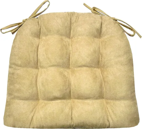 Vista 40 de Barnett Almohadilla para silla de comedor con lazos. Gamuza microfibra, microgamuza, reversible, relleno de espuma de látex, se puede lavar a Negro