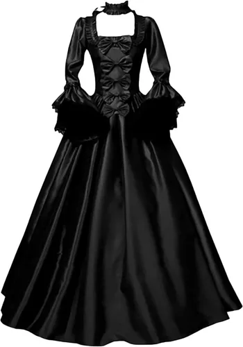 Vista 2 de ATOYSOY Vestido victoriano para mujer, vestido gótico de los años 1800, vestido de baile vintage, disfraz medieval de boda