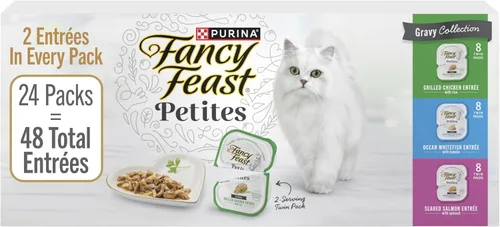 Vista 14 de Purina Fancy Feast Gourmet - Paquete variado de alimentos húmedos para gatos, colección Petites Gravy, tinas separables, 24 porciones
