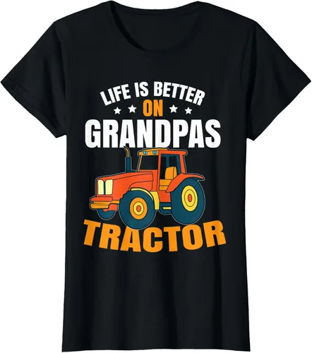 Vista 31 de Life Is Better On Grandpas Tractor Kids Farm Tractor Boy Camiseta, Negro
