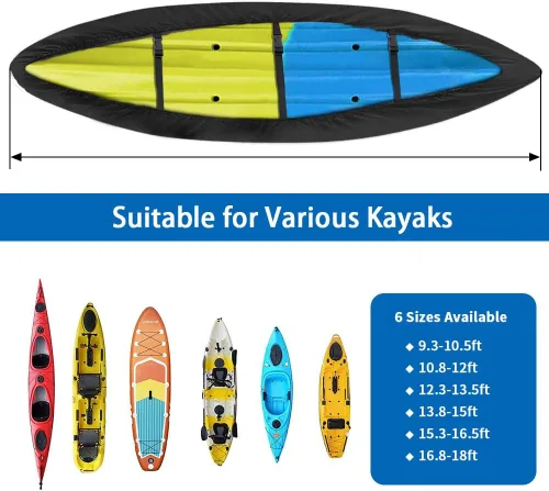 Vista 4 de iCOVER Funda para Kayak, Fundas Impermeables para Kayak para Almacenamiento al Aire Libre, Funda Resistente al Polvo para Canoa para Almacenamiento