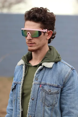 Vista 3 de Flawless Eyewear - Gafas de seguridad parcialmente sin marco, estilo retro, mica con reflejo de arco iris, gafas de sol, patas en zigzag