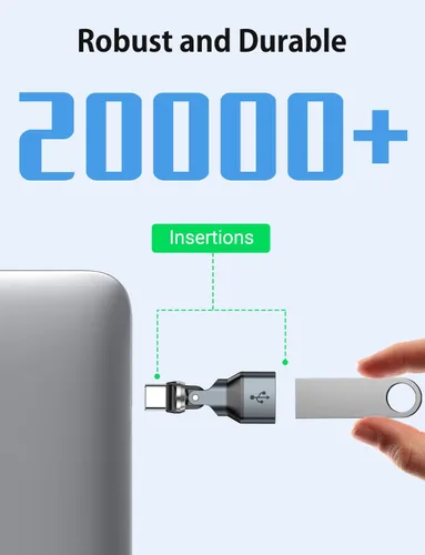 Vista 4 de Adaptador USB C a USB 2.0 de 90 grados (paquete de 2), USB-A 2.0 hembra a USB-C macho adaptador OTG de ángulo recto compatible con MacBook Pro