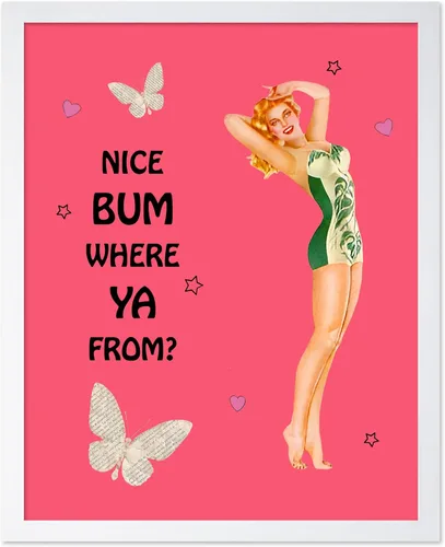 Vista 28 de Poster Master Pin Up Girl Poster - Better Late Than Ugly Print - Butterfly Art - Modern Art - Trendy Art - Gift for Men & Women - Funny Decor for