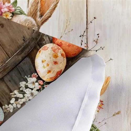 Vista 4 de Wathon Bonita cortina de ducha de conejo de Pascua, juego de decoración de baño con mariposa floral, tela de tela, juego de decoración de baño