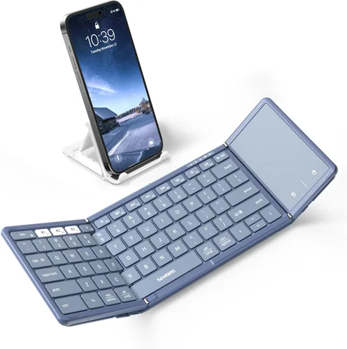 Vista 11 de Samsers Teclado Bluetooth plegable con panel táctil, teclado portátil plegable inalámbrico de tamaño completo para iOS, Android, Windows, Mac