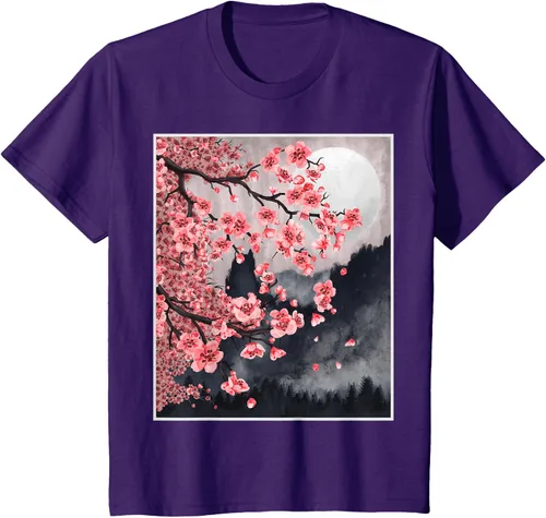 Vista 26 de Sakura - Camiseta japonesa de cerezo en flor japonesa, Negro, S