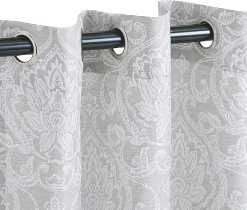 Vista 3 de Superior Lotus - Cortinas de jacquard con detalles florales de damasco, perfectas para habitación familiar o dormitorio, real, tradicional, formal